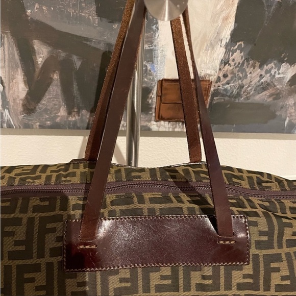 FENDI Large Zucca Canvas Duffle Weekender Tote Bag Black Brown - Picture 5 of 16